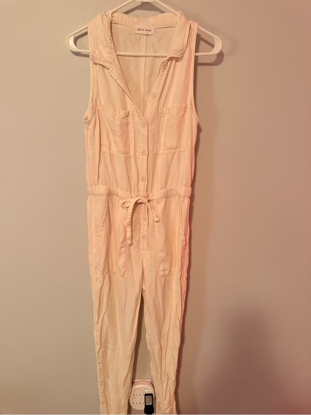 Bella Dahl Sleeveless Utility Jumpsuit in Cream